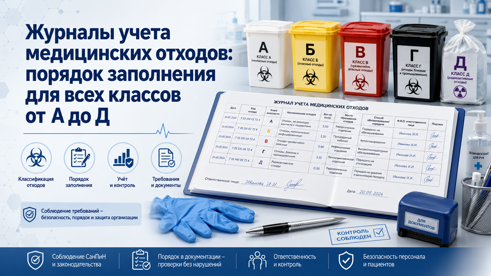 Журналы учета медицинских отходов и контроль движения отходов в 1С